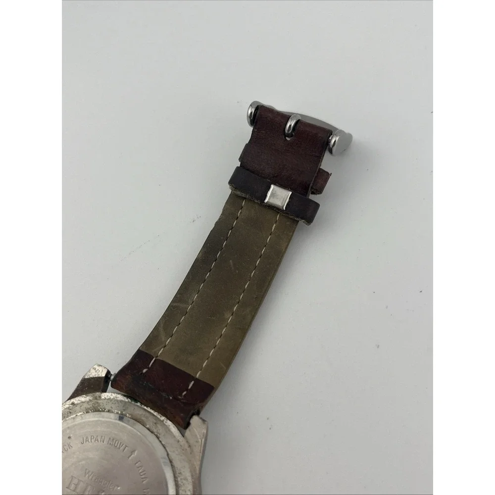 Wrangler Hero Watch Men 40mm Case Blue Dial Brown Leather Band- New Battery‎